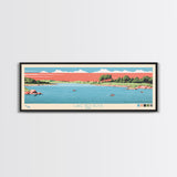 Lake Red Rock Iowa Framed Canvas Print, Panoramic Wall Art, Midcentury Modern, Pop Art, Living Room Decor, Travel Poster, Lake House Art