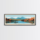 Lake Saint Catherine Vermont Framed Canvas Print, Panoramic Wall Art, Midcentury Modern, Pop Art, Living Room Decor, Travel Poster, Lake House Art