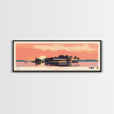 Lake Seminole Florida Framed Canvas Print, Panoramic Wall Art, Midcentury Modern, Pop Art, Bedroom Art, Travel Poster, Lake House Decor