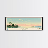 Lake St. Clair Michigan Framed Canvas Print, Panoramic Wall Art, Midcentury Modern, Pop Art, Bedroom Art, Travel Poster, Lake House Decor