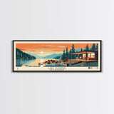 Lake Sunapee New Hamphire Framed Canvas Print, Panoramic Wall Art, Midcentury Modern, Pop Art, Bedroom Art, Travel Poster, Lake House Decor