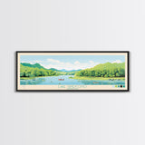 Lake Taneycomo Missouri Framed Canvas Print, Panoramic Wall Art, Midcentury Modern, Pop Art, Bedroom Art, Travel Poster, Lake House Decor