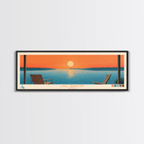 Lake Tawakoni Texas Framed Canvas Print, Panoramic Wall Art, Midcentury Modern, Pop Art, Bedroom Art, Travel Poster, Lake House Decor