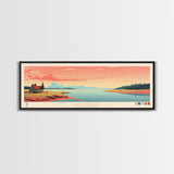 Lake Upsilon, North Dakota Panoramic Wall Art Framed Canvas Print, Midcentury Modern, Pop Art, Home Decor, Travel Poster, Living Room Art