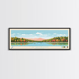 Lake Wallenpaupack, Pennsylvania Panoramic Wall Art Framed Canvas Print, Midcentury Modern, Pop Art, Home Decor, Travel Poster, Living Room Art