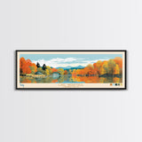 Lake Waramaug, Connecticut Panoramic Wall Art Framed Canvas Print, Midcentury Modern, Pop Art, Home Decor, Travel Poster, Living Room Art