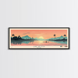 Lake Wilson, Hawaii Panoramic Wall Art Framed Canvas Print, Midcentury Modern, Pop Art, Home Decor, Travel Poster, Living Room Art