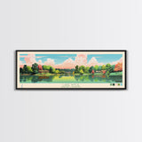 Lake Wylie, North Carolina Panoramic Wall Art Framed Canvas Print, Midcentury Modern, Pop Art, Home Decor, Travel Poster, Bedroom Art