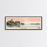 Lake Wylie, South Carolina Panoramic Wall Art Framed Canvas Print, Midcentury Modern, Pop Art, Home Decor, Travel Poster, Living Room Art