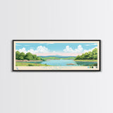 Lake of the Arbuckles Oklahoma Framed Canvas Print, Panoramic Wall Art, Midcentury Modern, Pop Art, Bedroom Art, Travel Poster, Lake House Decor