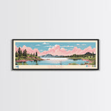 Leigh Lake, Wyoming Panoramic Wall Art Framed Canvas Print, Midcentury Modern, Pop Art, Home Decor, Travel Poster, Bedroom Art