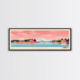 Lewis Smith Lake, Alabama Panoramic Wall Art Framed Canvas Print, Midcentury Modern, Pop Art, Home Decor, Travel Poster, Living Room Art