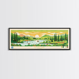 Loon Lake, Alaska Panoramic Wall Art Framed Canvas Print, Midcentury Modern, Pop Art, Home Decor, Travel Poster, Living Room Art