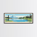 Lower Slide Lake, Wyoming Panoramic Wall Art Framed Canvas Print, Midcentury Modern, Pop Art, Home Decor, Travel Poster, Living Room Art