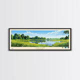 Lums Pond, Delaware Panoramic Wall Art Framed Canvas Print, Midcentury Modern, Pop Art, Home Decor, Travel Poster, Living Room Art