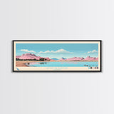 Lyman Reservoir, Arizona Panoramic Wall Art Framed Canvas Print, Midcentury Modern, Pop Art, Home Decor, Travel Poster, Bedroom Art