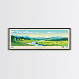 Malheur Lake, Oregon Panoramic Wall Art Framed Canvas Print, Midcentury Modern, Pop Art, Home Decor, Travel Poster, Living Room Art