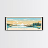 Mallery Lake, Nunavut Panoramic Wall Art Framed Canvas Print, Midcentury Modern, Pop Art, Home Decor, Travel Poster, Bedroom Art