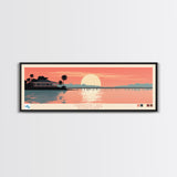 Managua Lake, Managua Leon Panoramic Wall Art Framed Canvas Print, Midcentury Modern, Pop Art, Home Decor, Travel Poster, Bedroom Art