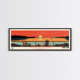 Manasquan Reservoir, New Jersey Panoramic Wall Art Framed Canvas Print, Midcentury Modern, Pop Art, Home Decor, Travel Poster, Living Room Art