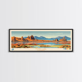 Mono Lake, California Framed Canvas Print, Panoramic Wall Art, Midcentury Modern, Pop Art, Home Decor, Travel Poster, Living Room Art