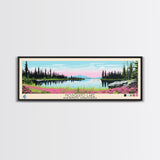 Mosquito Lake, Northwest Territories Framed Canvas Print, Panoramic Wall Art, Midcentury Modern, Pop Art, Home Decor, Travel Poster, Bedroom Art