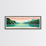 Nolin River Lake, Kentucky Framed Canvas Print, Panoramic Wall Art, Midcentury Modern, Pop Art, Home Decor, Travel Poster, Bedroom Art