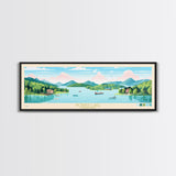 Norris Lake, Tennessee Framed Canvas Print, Panoramic Wall Art, Midcentury Modern, Pop Art, Home Decor, Travel Poster, Living Room Art