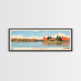 North Reservoir, Ohio Framed Canvas Print, Panoramic Wall Art, Midcentury Modern, Pop Art, Home Decor, Travel Poster, Living Room Art