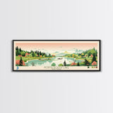 North Trout Lake, Wisconsin Framed Canvas Print, Panoramic Wall Art, Midcentury Modern, Pop Art, Home Decor, Travel Poster, Living Room Art