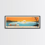 Okamanpeedan Lake (Tuttle Lake), Iowa Framed Canvas Print, Panoramic Wall Art, Midcentury Modern, Pop Art, Home Decor, Travel Poster, Bedroom Art