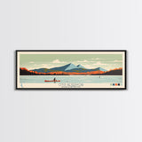 Otis Reservoir, Massachusetts Framed Canvas Print, Panoramic Wall Art, Midcentury Modern, Pop Art, Home Decor, Travel Poster, Living Room Art