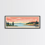 Panguitch Lake, Utah Framed Canvas Print, Panoramic Wall Art, Midcentury Modern, Pop Art, Home Decor, Travel Poster, Bedroom Art