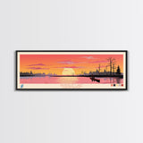 Pasfield Lake, Saskatchewan Framed Canvas Print, Panoramic Wall Art, Midcentury Modern, Pop Art, Home Decor, Travel Poster, Living Room Art