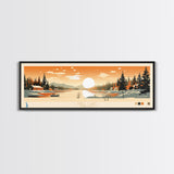 Pibel Lake, Nebraska Framed Canvas Print, Panoramic Wall Art, Midcentury Modern, Pop Art, Home Decor, Travel Poster, Bedroom Art