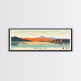 Rangeley Lake, Maine Framed Canvas Print, Bedroom Art, Midcentury Modern, Pop Art, Panoramic Travel Poster, Wall Decor