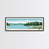 Robert S. Kerr Reservoir, Oklahoma Framed Canvas Print, Panoramic Wall Art, Midcentury Modern Decor, Home Decoration, Pop Art, Travel Poster