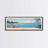 Sardis Lake, Mississippi Framed Canvas Print, Panoramic Wall Art, Midcentury Modern Decor, Bedroom Art, Pop Art, Travel Poster