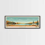 Sheridan Lake, South Dakota Framed Canvas Print, Panoramic Wall Art, Midcentury Modern Decor, Pop Art, Travel Poster, Living Room Decoration