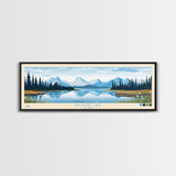 Shogvik Lake, Alaska Framed Canvas Print, Panoramic Travel Poster, Midcentury Modern Art, Home Decor, Pop Art, Wall Art