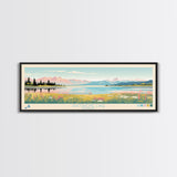 Shoshone Lake, Wyoming Framed Canvas Print, Panoramic Wall Art, Midcentury Modern Decor, Pop Art, Bedroom Decoration, Travel Poster