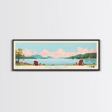 Sleepy Creek Lake, West Virginia Framed Canvas Print, Lake House Decor, Midcentury Modern Art, Pop Art, Travel Poster, Bedroom Wall Art