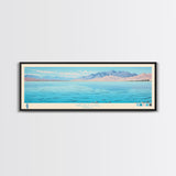 Walker Lake, Nevada Framed Canvas Print, Panoramic Lake House Decor, Midcentury Modern Art, Pop Art, Travel Poster, Bedroom Wall Art