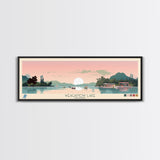 Weagamow Lake, Ontario Panoramic Framed Canvas Print, Lake House Art, Midcentury Modern Decor, Pop Art, Travel Poster, Wall Art