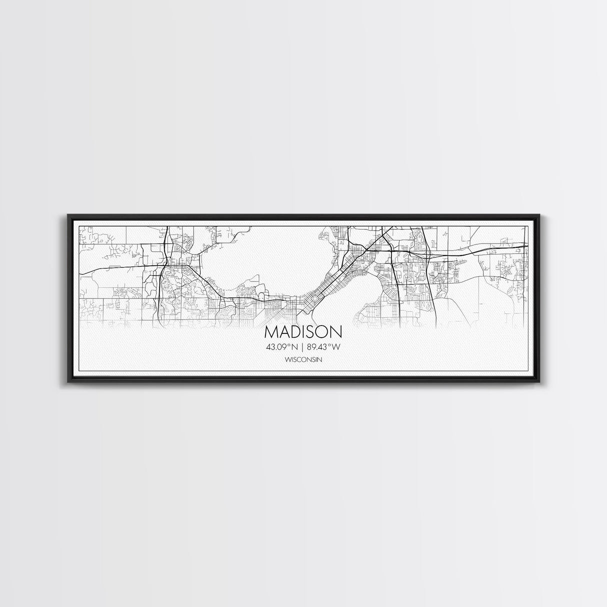 Panoramic Madison City Map, Wisconsin Art, Map Print, Minimalist Wall Art, Canvas Art, Housewarming Gift, Street Map Art, Closing Gift