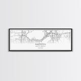 Panoramic Madison City Map, Wisconsin Art, Map Print, Minimalist Wall Art, Canvas Art, Housewarming Gift, Street Map Art, Closing Gift