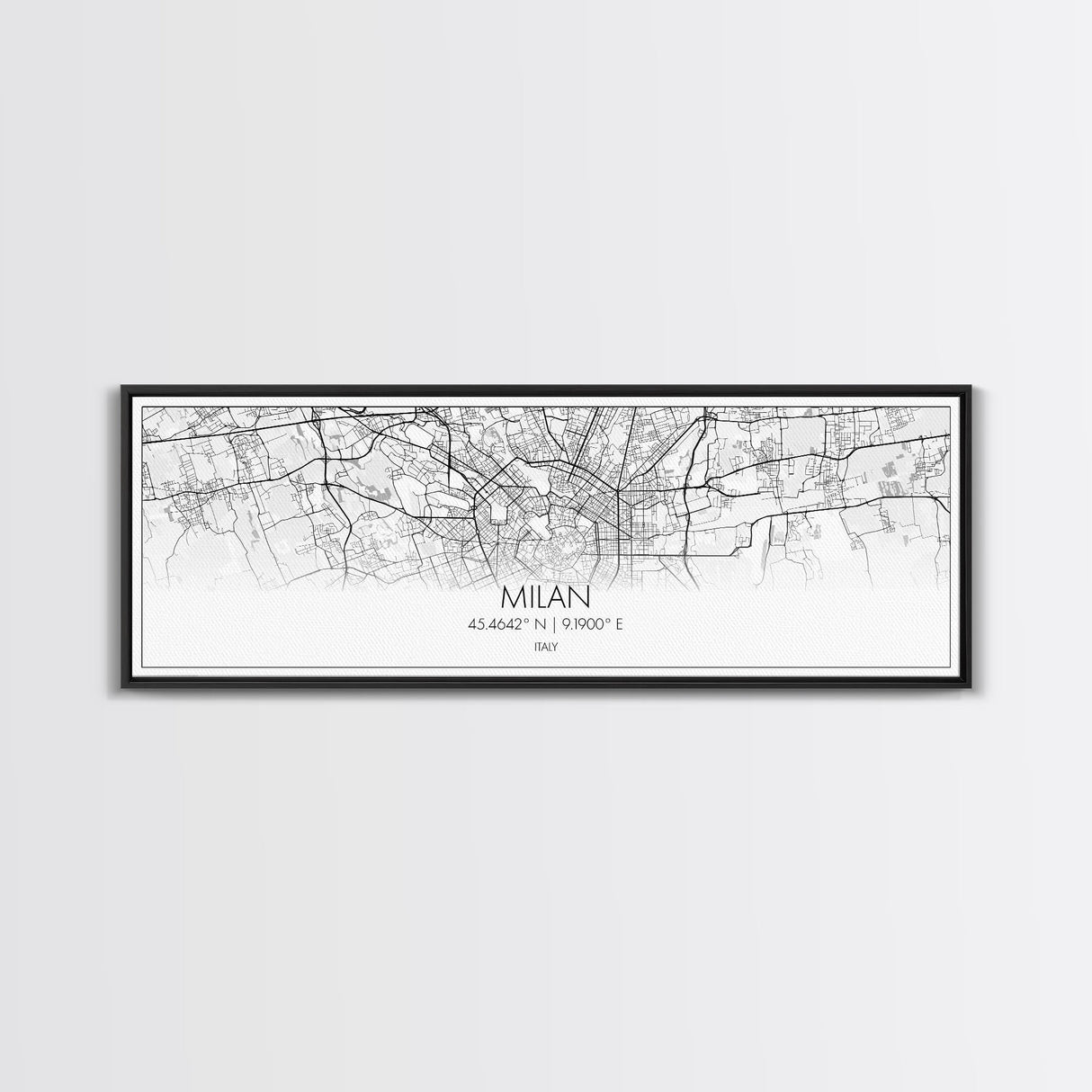 Panoramic Milan City Map, Italy Art, Map Print, Minimalist Wall Art, Canvas Art, Housewarming Gift, Street Map Art, Closing Gift