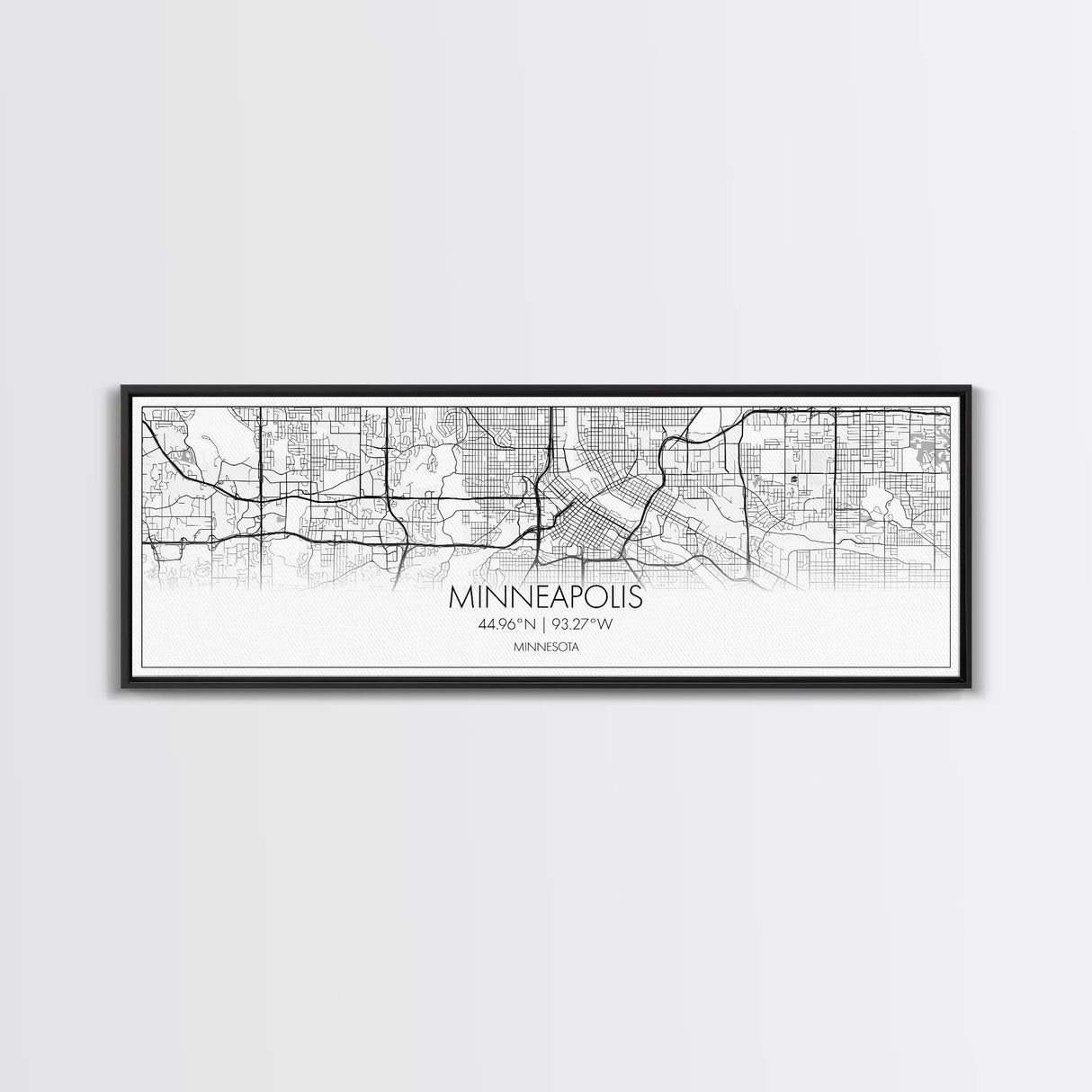 Panoramic Minneapolis City Map, Minnesota Art, Map Print, Minimalist Wall Art, Canvas Art, Housewarming Gift, Street Map Art, Closing Gift