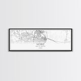 Panoramic Mobile City Map, Alabama Art, Map Print, Minimalist Wall Art, Canvas Art, Housewarming Gift, Street Map Art, Closing Gift