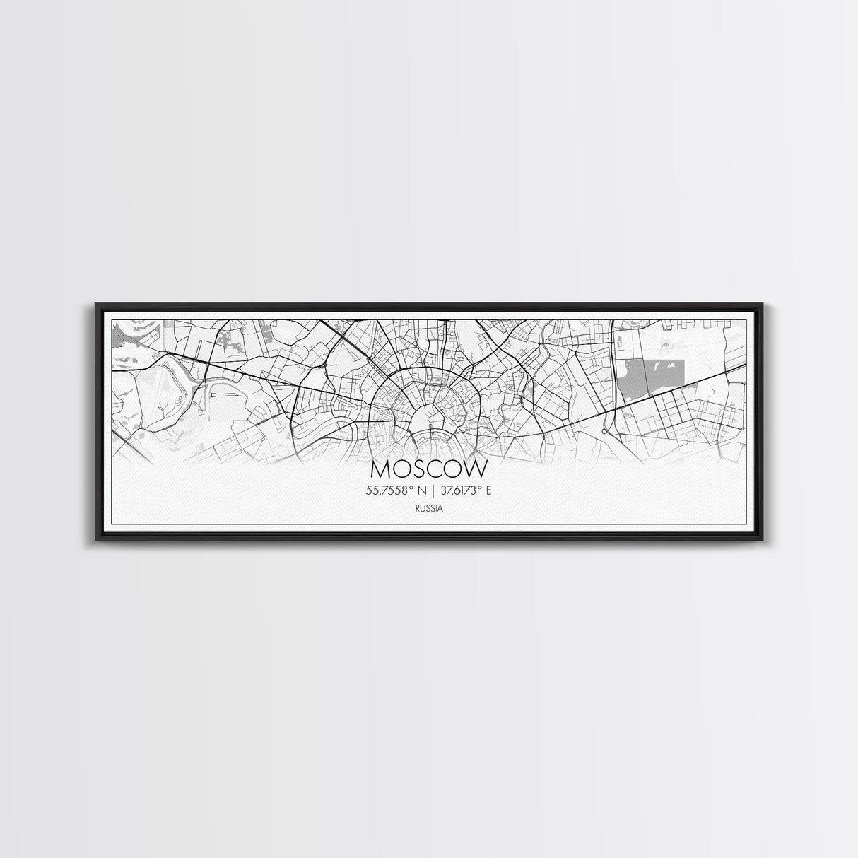 Panoramic Moscow City Map, Russia Art, Map Print, Minimalist Wall Art, Canvas Art, Housewarming Gift, Street Map Art, Closing Gift